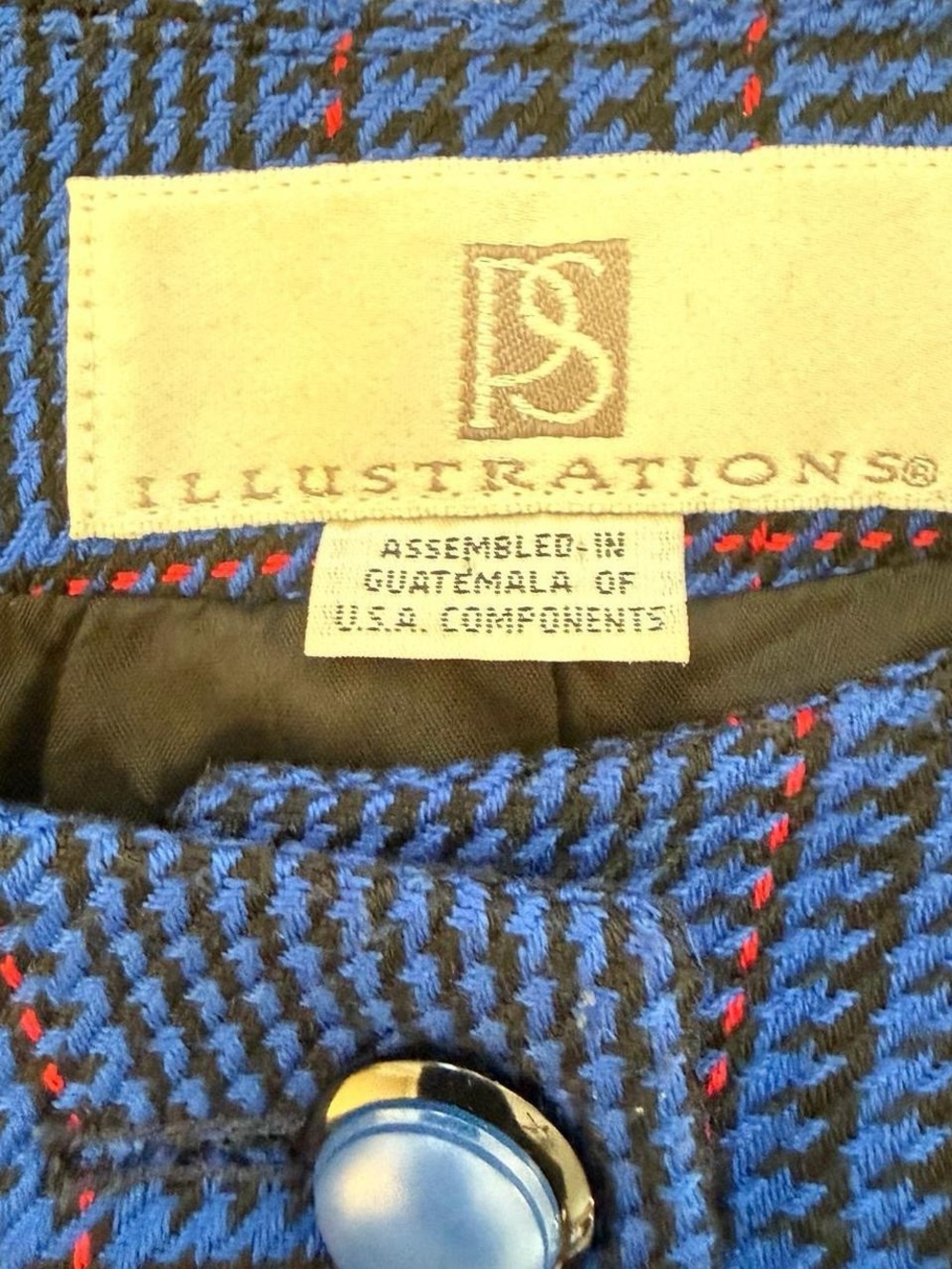 Cropped Blue Plaid Button-Front Jacket - Picture 4 of 8